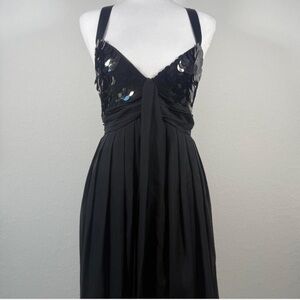 Black Sequin Bust Dress